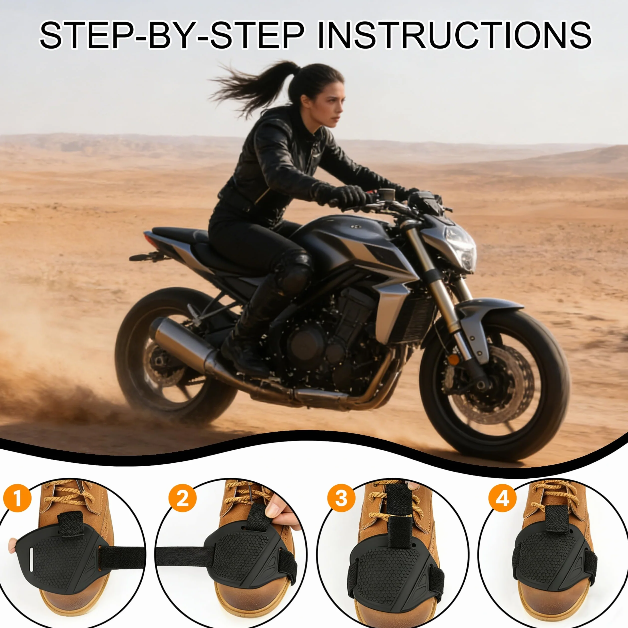 Osłona na buty motocyklowe, ochrona butów, antypoślizgowa podkładka zmiany biegów, osłona na buty, z elastyczną taśmą, akcesoria ochrona i styl przy każdej zmianie biegów, 1 szt