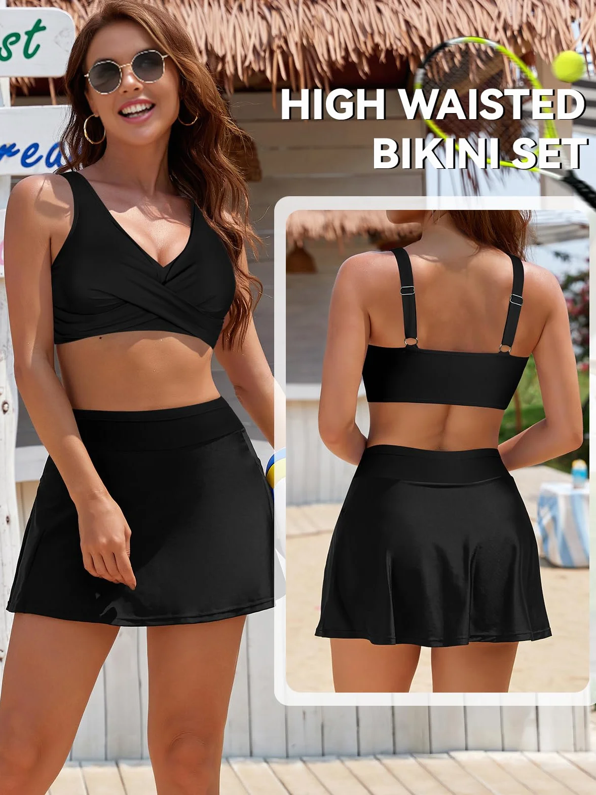 SHEKINI Damski strój kąpielowy bikini dwuczęściowy wyszczuplający