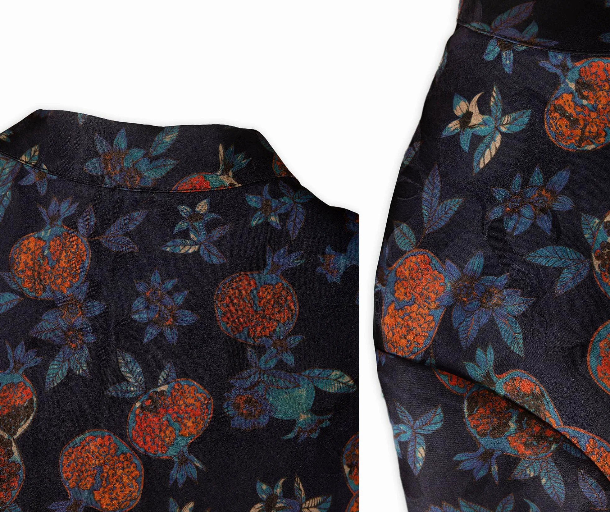 HangErFeng Damska jedwabna bluzka Xiangyunsha Granat Print Top 656