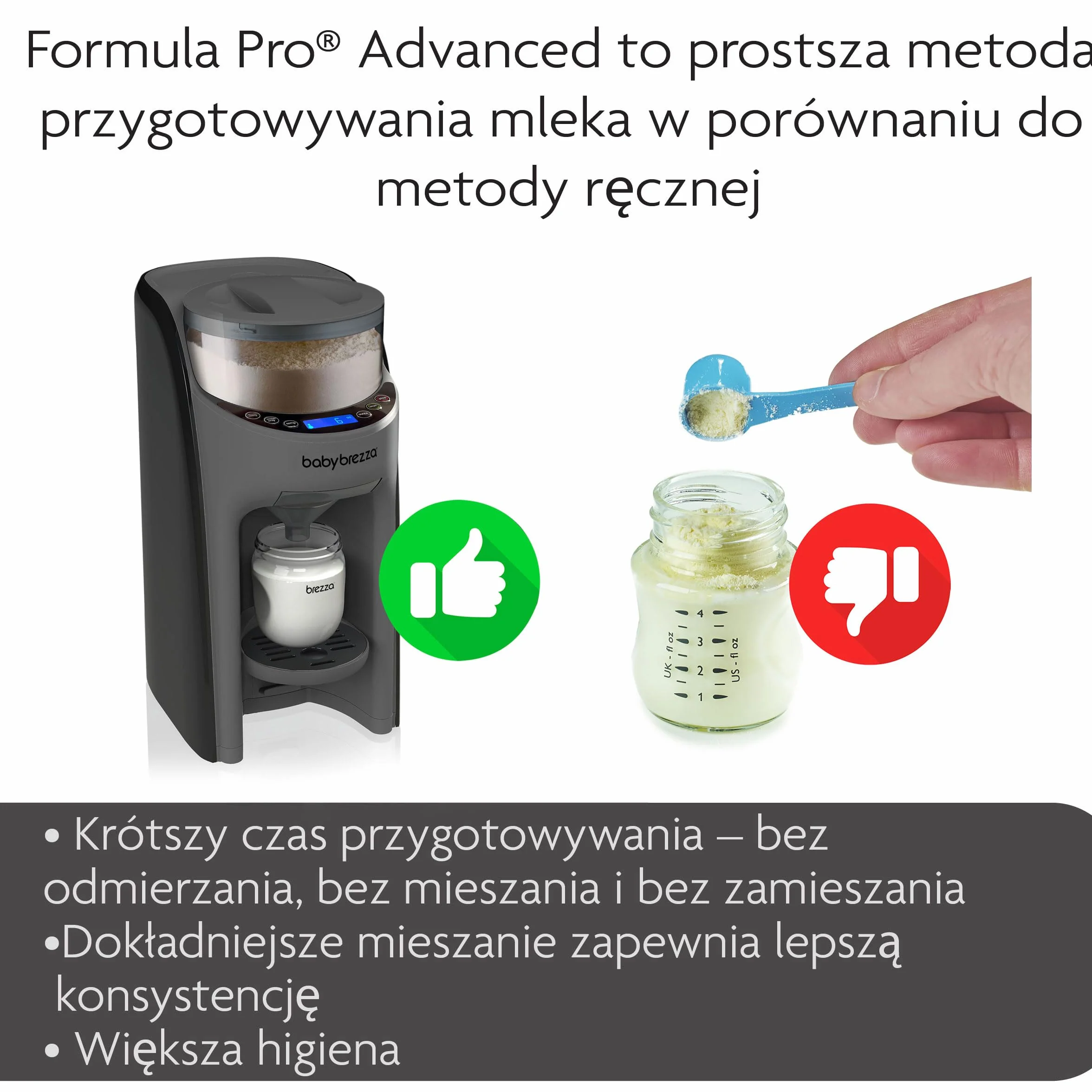 Baby Brezza - Automatyczny ekspres do Przygotowywania Butelek z mlekiem Formula Pro Advanced - Węgiel Szary - Precyzyjna Technologia Mieszania Mleka w Proszku i Wody - 3 Ustawienia Temp. - 60-300 ml