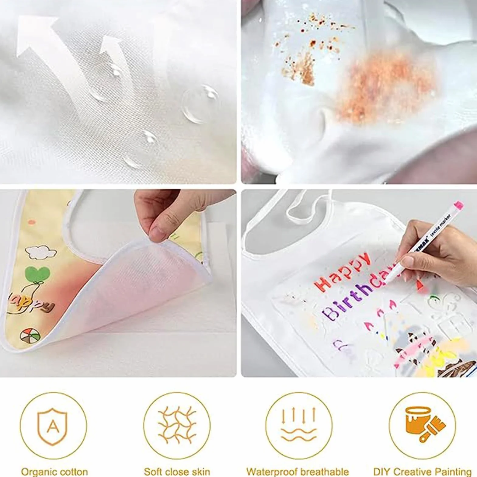 Śliniaczek do malowania, 10 szt. śliniaczek dla niemowląt, biały do malowania, do malowania, na baby shower, imprezę, dla chłopców i dziewczynek