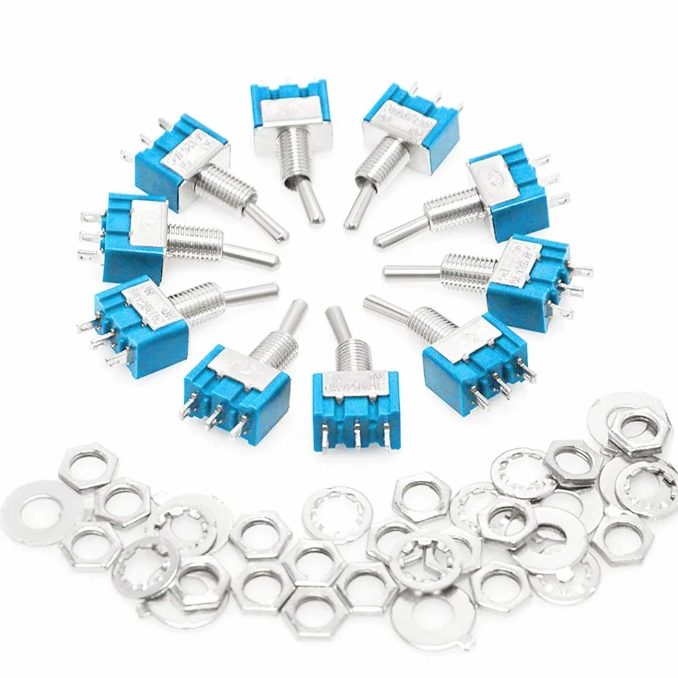 15 sztuk Premium 6A / 125VAC Mini przełącznik przechylający, 3-pinowy ON/ON 2 Pozycja SPDT Przełącznik przechylający, przełącznik przechylający MTS102