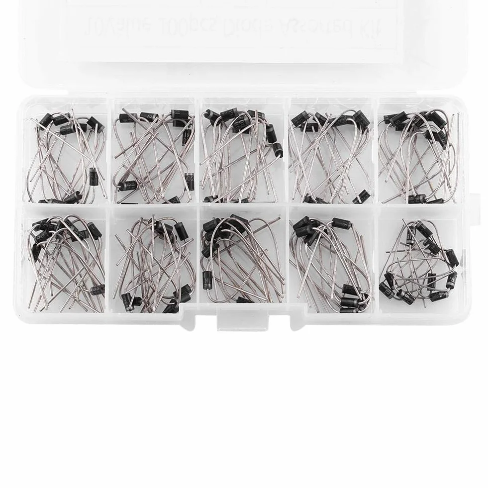 Yosoo Health Gear 10 diod prostowniczych, od 1N4001 do 1N5819 zestaw różnych diod w sumie 100 szt.