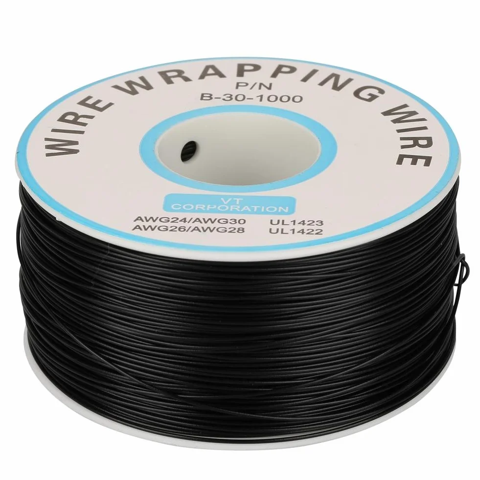 【𝐖𝐢𝐞𝐥𝐤𝐚𝐧𝐨𝐜】 1Roll Electric Cable, drut miedziany, 30AWG, średnica rdzenia: 0,25 mm, kolor czarny