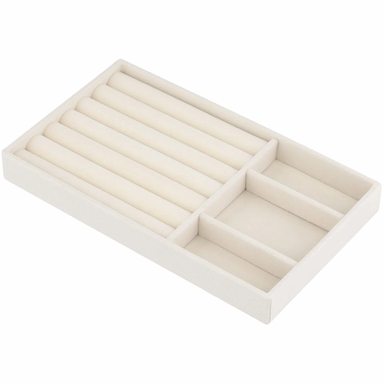 Pudełko organizer na biżuterię 12 tac 21,5x12,5x2,5 cm 6 przegródek beżowe
