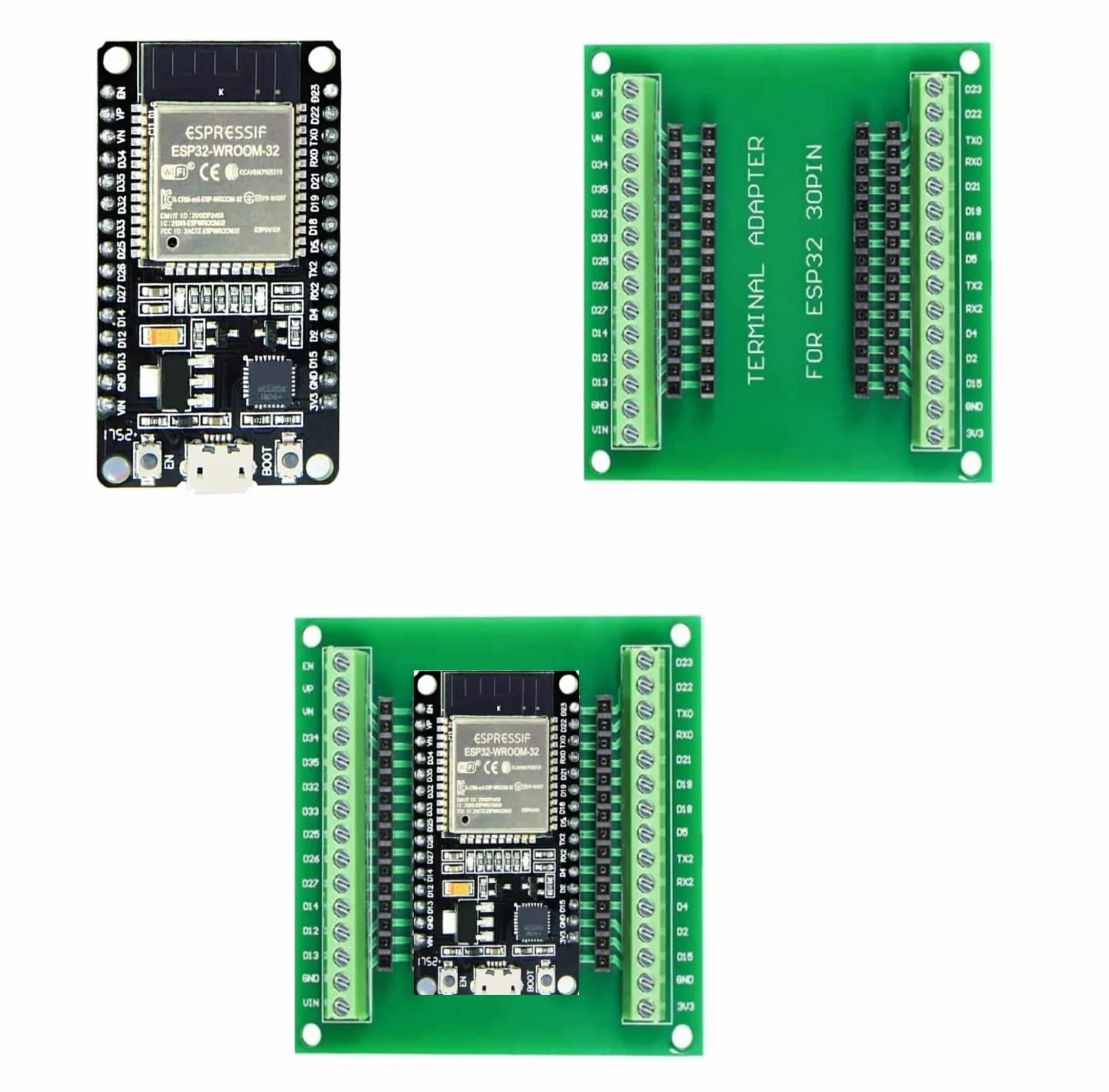 ESP32S ESP32 Płyta rozwojowa 2.4GHz Dual-Mode WiFi+ Bluetooth Dwurdzeniowy procesor mikrokontrolera, z kartą breakout (zestaw kombinacji 30-pinowych)