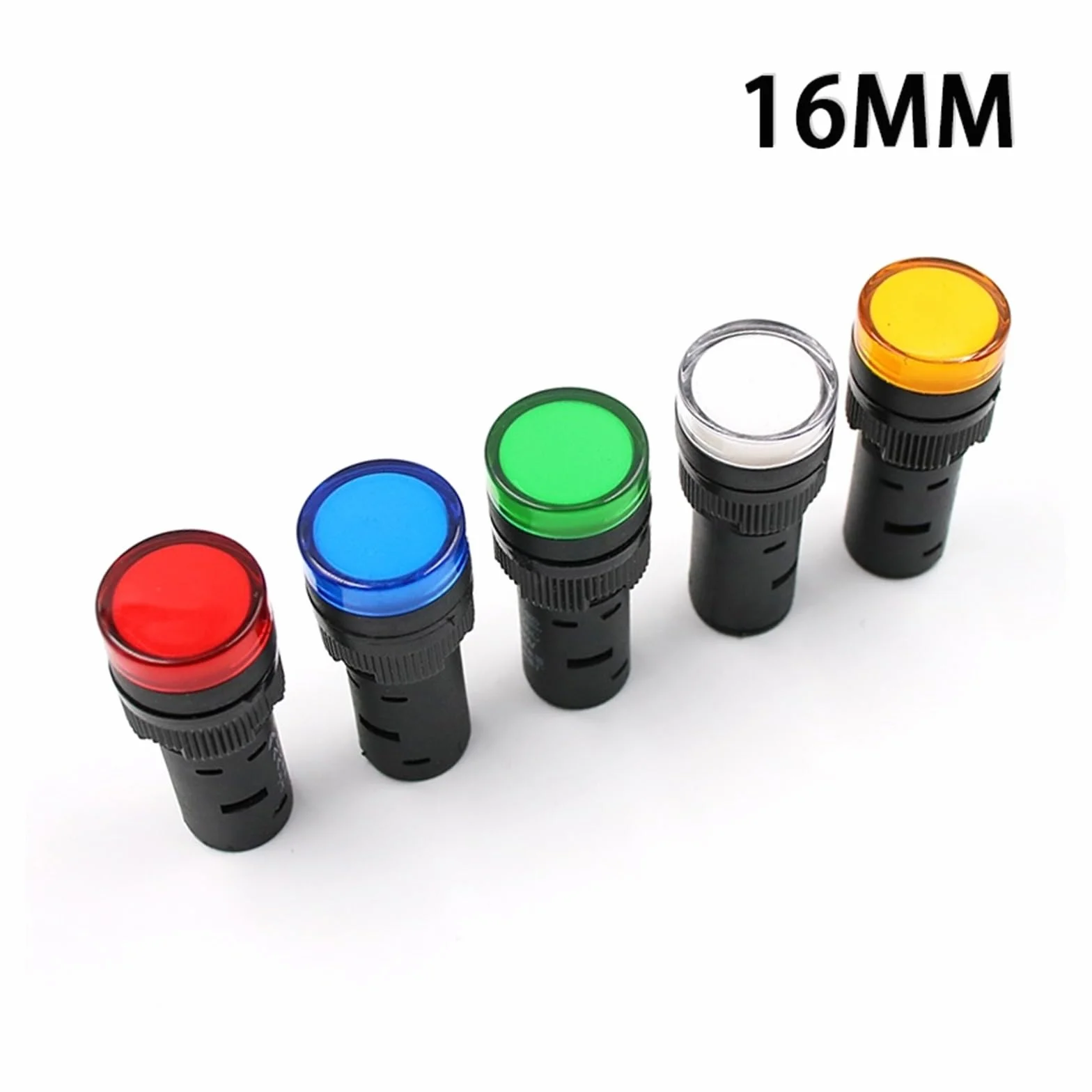 16MM Lampka LED do montażu panelowego sygnał pilota wskaźnik mocy 12 V 24 V 110 V 220 V 380 V Czerwony Zielony Żółty Niebieski Biały LED (Kolor: Zielony, Rozmiar: 12 V)