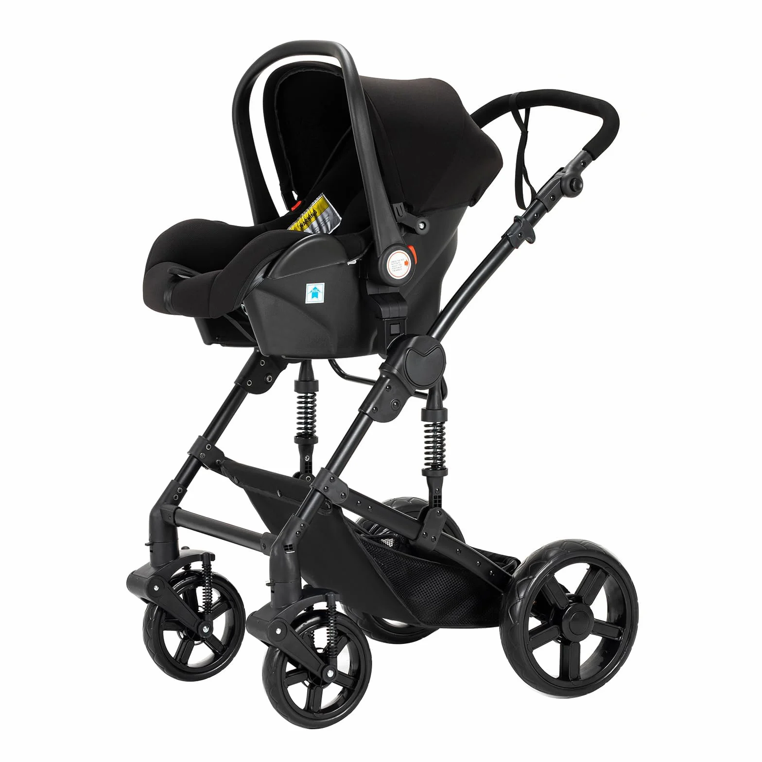 wózek Reborn dziecięcy 3 w 1, kompletny zestaw z ramą ze stopu aluminium i dwoma odwracalnymi trybami przesuwania
