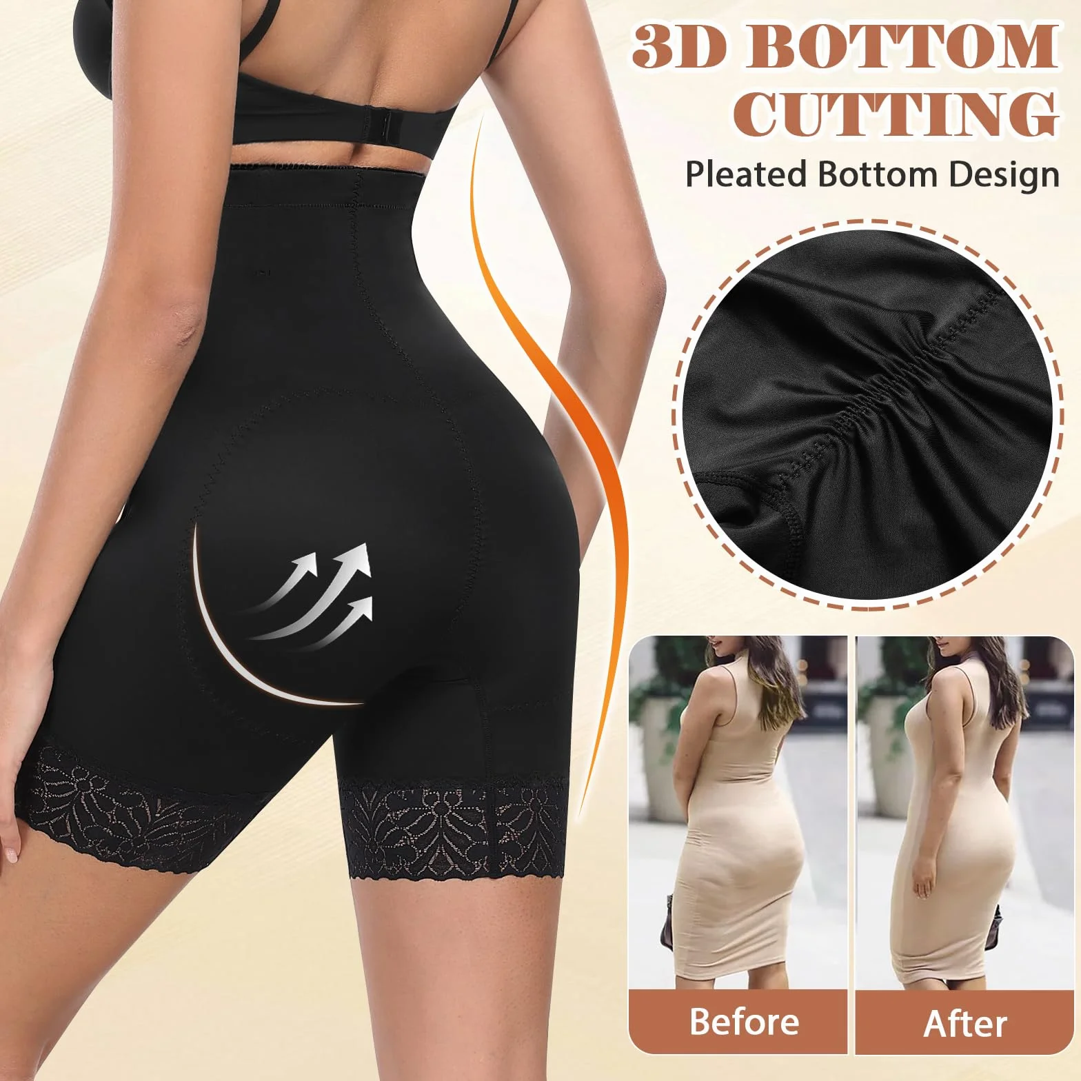 Xnova Bielizna modelująca kobiety płaski brzuch, niewidoczne bezszwowe szorty, wysoka talia, szorty, modelujące majtki z wysokim stanem