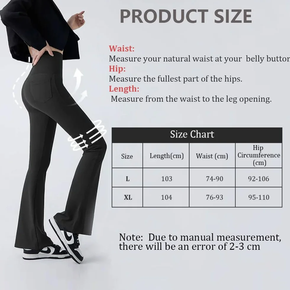 flintronic Bootcut spodnie do jogi dla kobiet, damskie spodnie ze stretchem, rozkloszowane legginsy z wysokim stanem z kieszeniami, spodnie robocze do pracy, uprawiania sportu i na co dzień