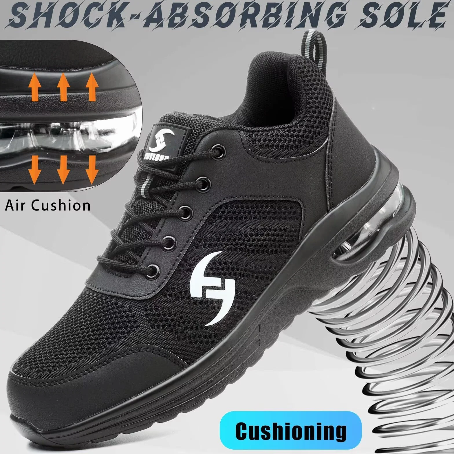 Obuwie ochronne męskie buty robocze, damskie, lekkie, oddychające, ze stalowym noskiem, rozm. 36-47