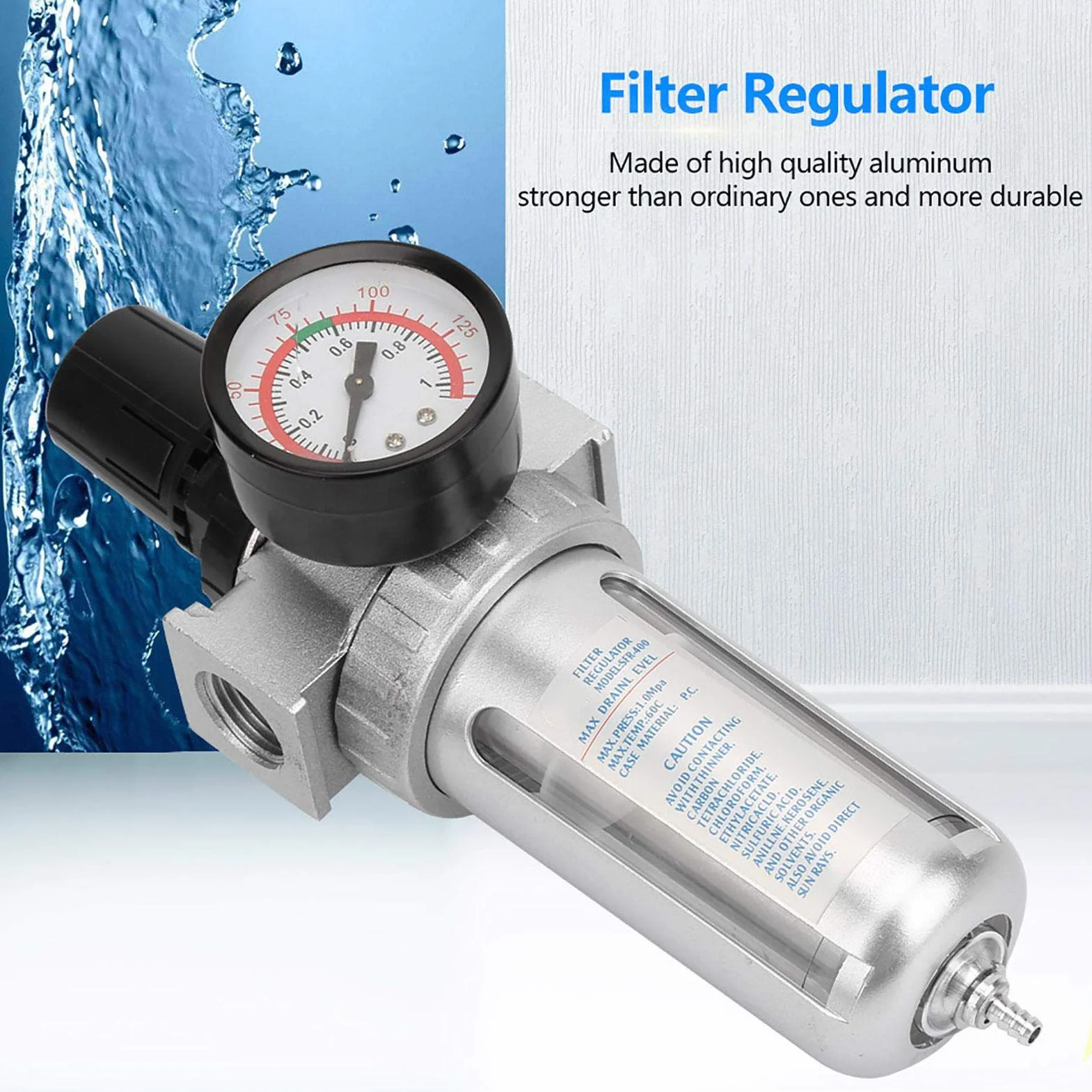 Regulator filtra powietrza BSP 1/2" z pułapką na wodę