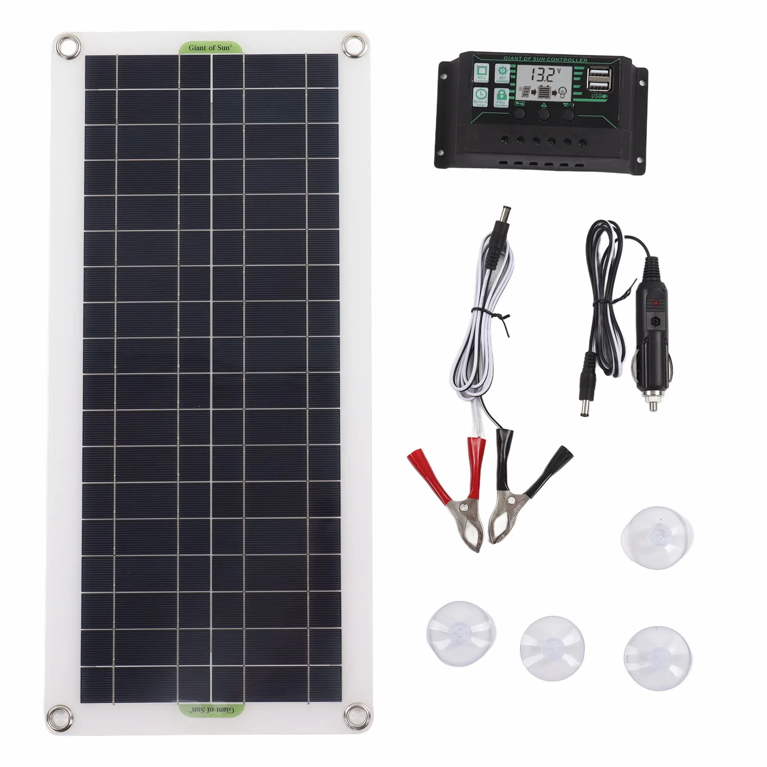 Akcesoria RV Polikrystaliczny panel słoneczny 30W + kontroler 30A Podwójny regulator napięcia USB Ładowanie 12V