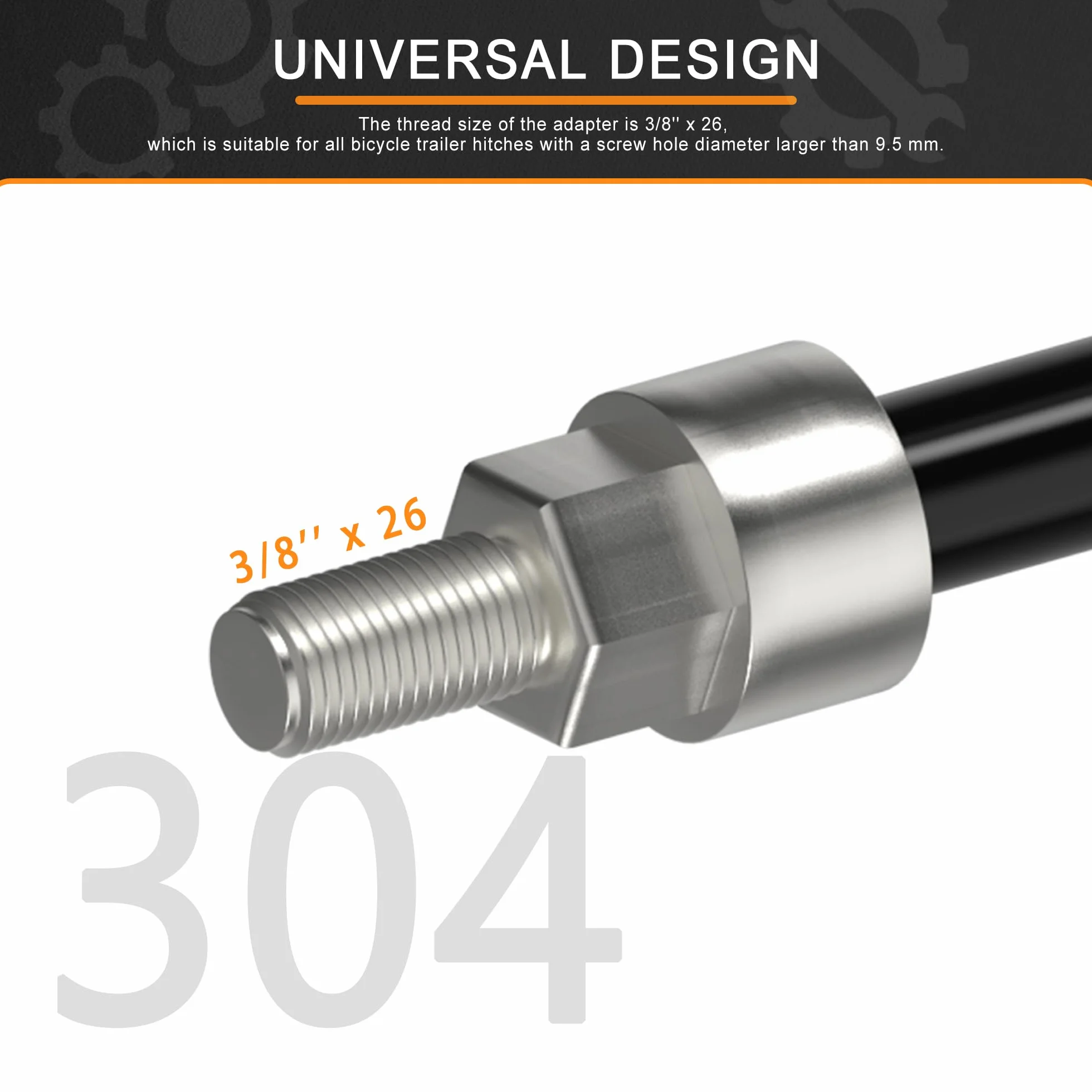 Adapter osi przelotowej M12 do przyczepy rowerowej sprzęgło, adapter osi przelotowej roweru, oś przelotowa roweru, regulowana długość trzpienia (czarny, M12x1,5(170mm))