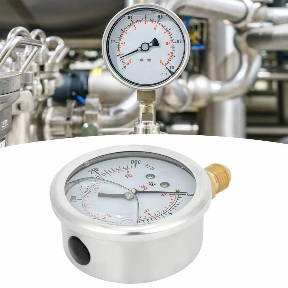 Kadimendium 11x9x6 Promieniowy 300 + Bar + Ciśnienie + Manometr TS PGG604-20bar 1/4BSP Y60 Promieniowy Manometr Wypełniony Olejem do Maszyn
