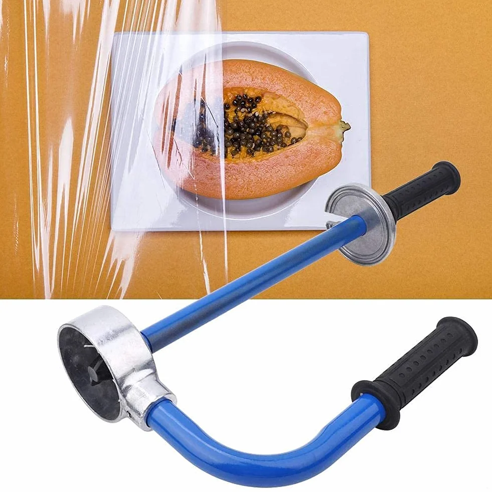 Dozownik folii stretch, regulowany zakres folii, 30 - 50 cm, ręczne opakowanie, wrapper ze stali węglowej (niebieski)