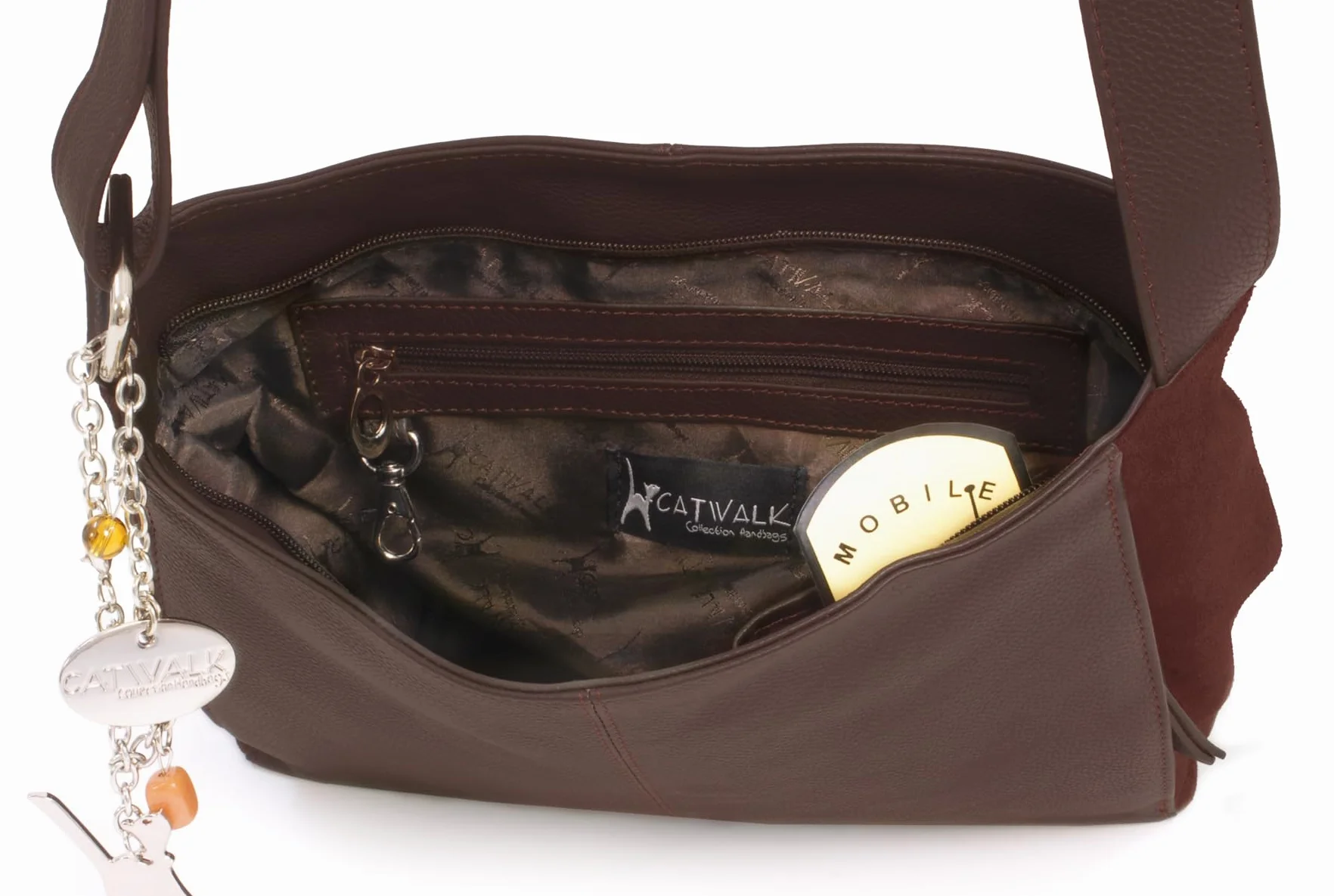 Catwalk Collection Torebka Crossbody Skóra Zamsz Charlotte Średnia Torba na Ramię