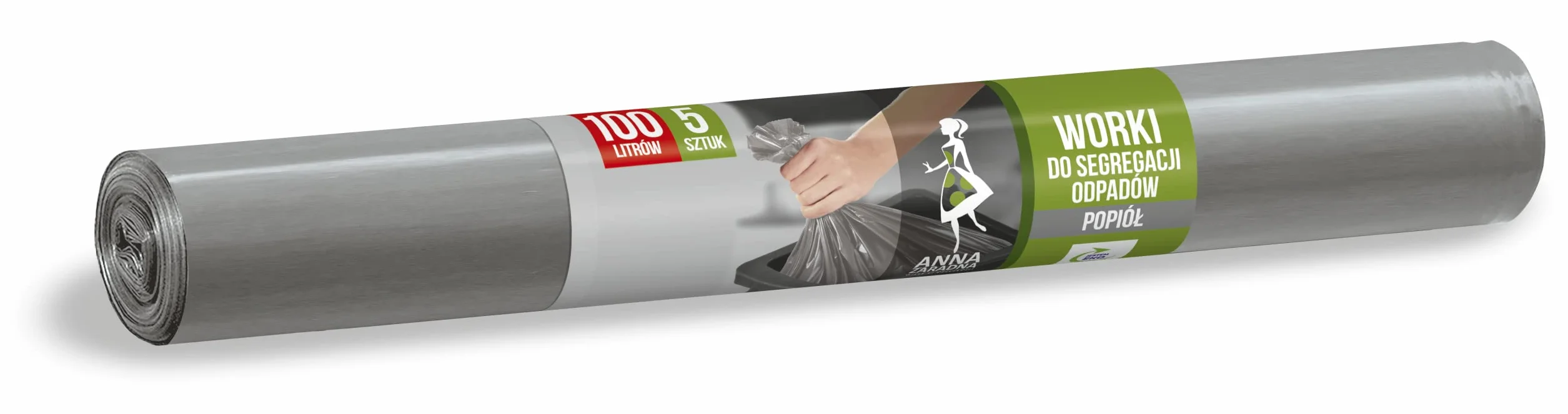 Worki do segregacji odpadów POPIÓŁ 100L 5 szt. szare