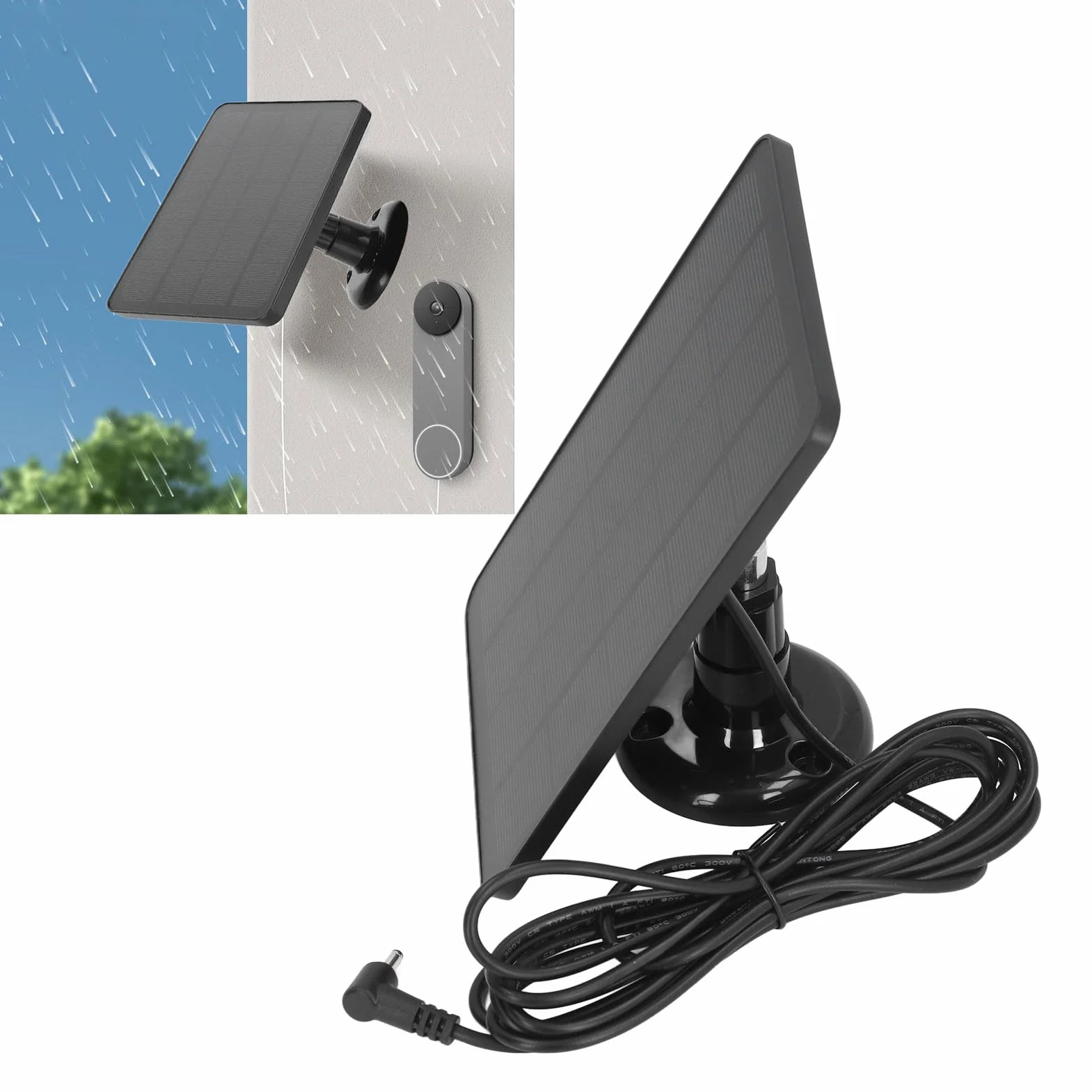 Panel słoneczny 10 W do Ring Spotlight Cam, Ring Stick Up Cam, wodoszczelny IP65, odporny na warunki atmosferyczne zewnętrzny panel ładowania solarnego z regulowanym uchwytem, bezpieczny