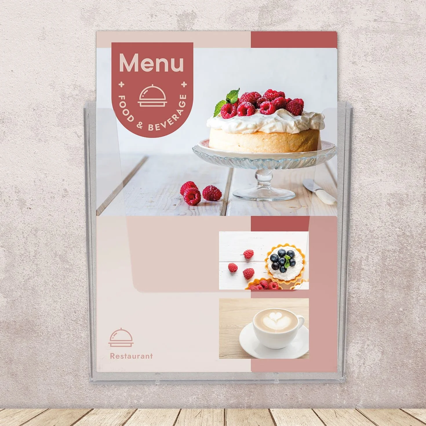 Europel Naścienny uchwyt na broszury, do rozmiaru A4, krystalicznie przezroczysty akrylowy stojak na literaturę i dozownik, broszura, ulotka, menu i dozownik do biura, restauracji i recepcji, portret