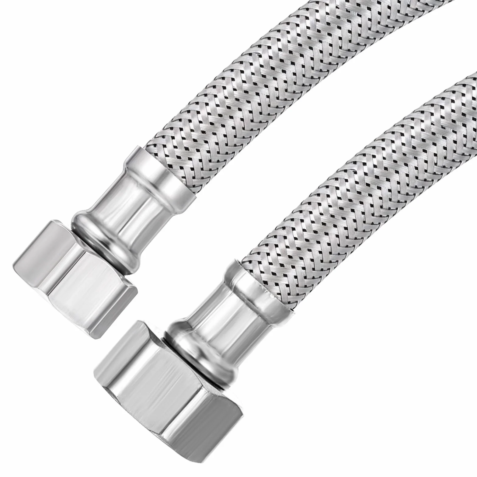 Wąż elastyczny 300 mm ze stali nierdzewnej węże wodne, spirala wewnętrzna 2 cm i 1,7 cm na obu końcach nakrętka odlewana DVGW Certyfikowana woda pitna Odpowiedni elastyczny wąż pancerny