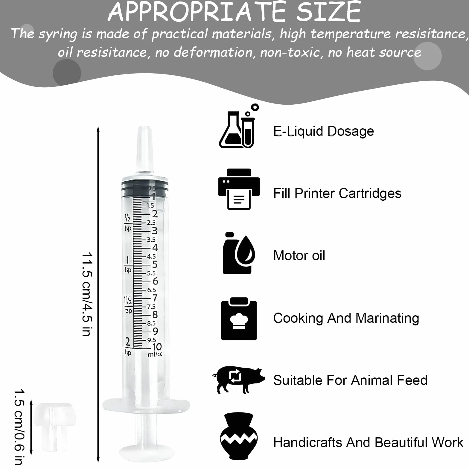 Opryskiwacze 20 szt., strzykawka 10 ml, strzykawka z tworzywa sztucznego, strzykawka do płynów wielokrotnego użytku, bezigłowa syringe, odpowiednia w laboratoriach, do pomiaru płynów i
