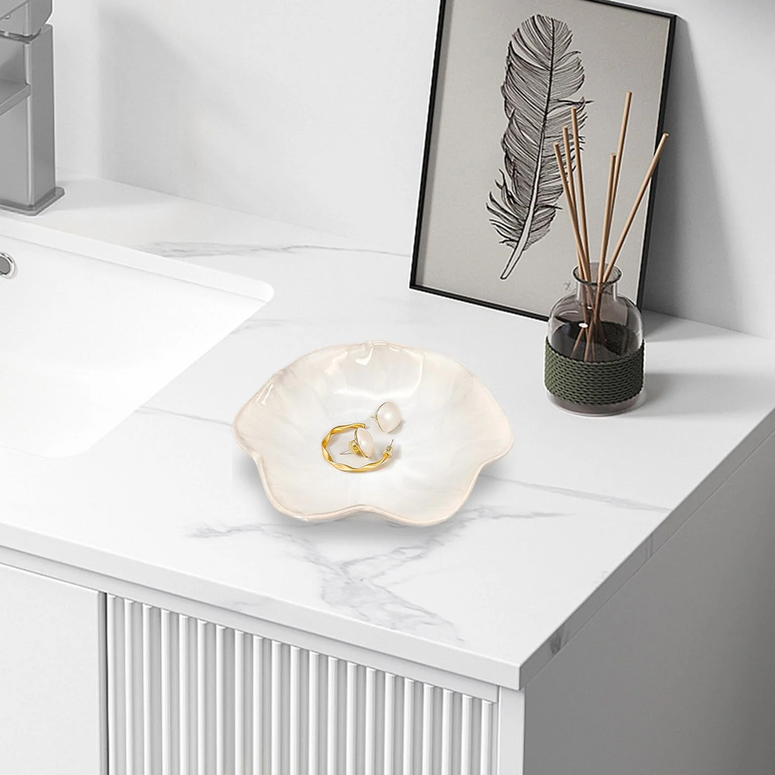 Ceramiczne naczynie na biżuterię liść taca na klucze pierścień uchwyt