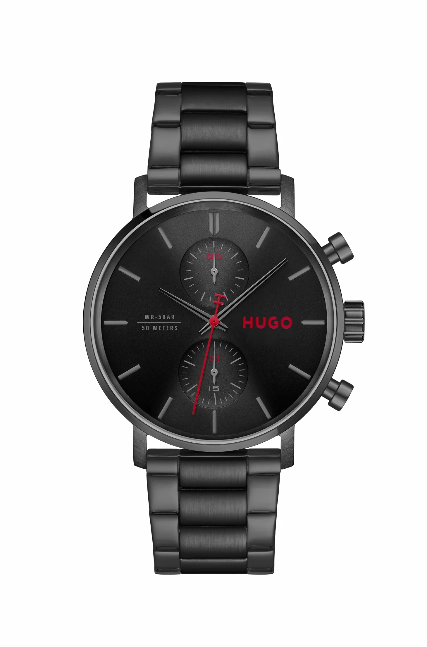 HUGO Analogowy zegarek wielofunkcyjny dla mężczyzn #TAKEOFF Kolekcja z czarną bransoletą ze stali nierdzewnej - 1530468