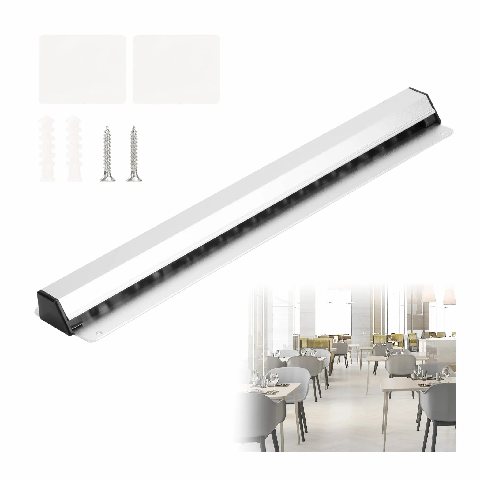 Uchwyt na bony, do gastronomii, samoprzylepny, ze stopu aluminium, do kuchni, baru, biura, na zamówienia, 35 cm