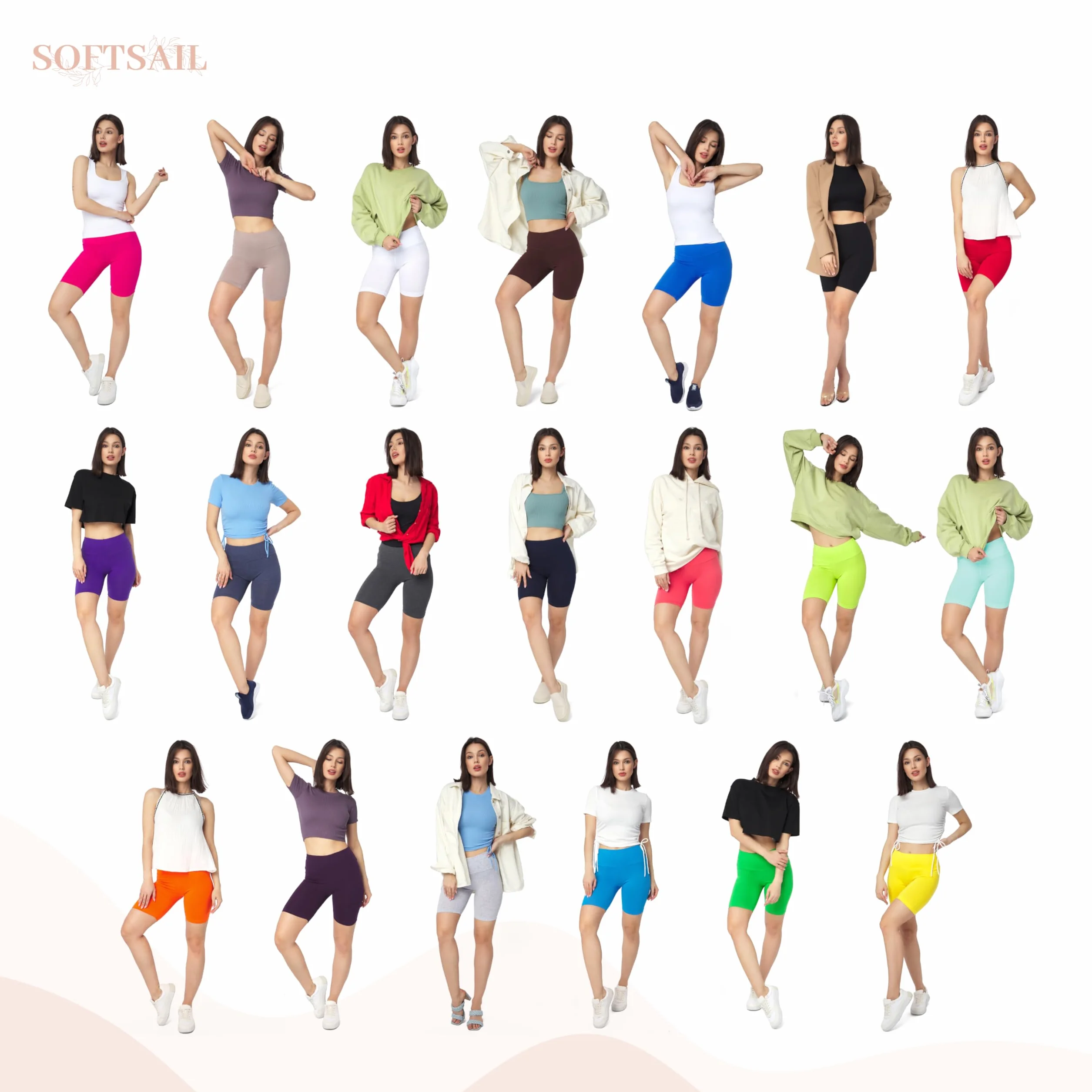 SOFTSAIL Legginsy dla kobiet spodenki motocyklowe bawełniane wysoka talia kontrola brzucha wyszczuplające oddychające elastyczne damskie rozciągliwe siłownia trening joga spodnie