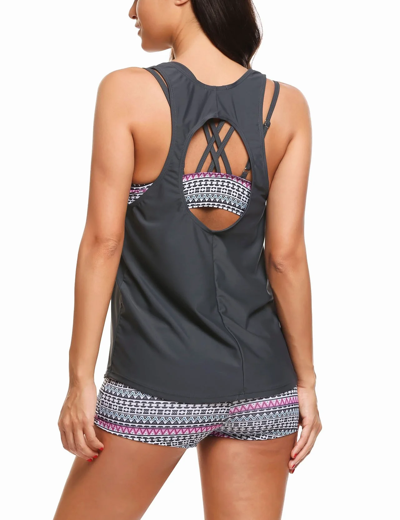 AI'MAGE Tankinis damska moda kąpielowa, sportowa koszulka kąpielowa, zestaw tankini, trzy sztuki