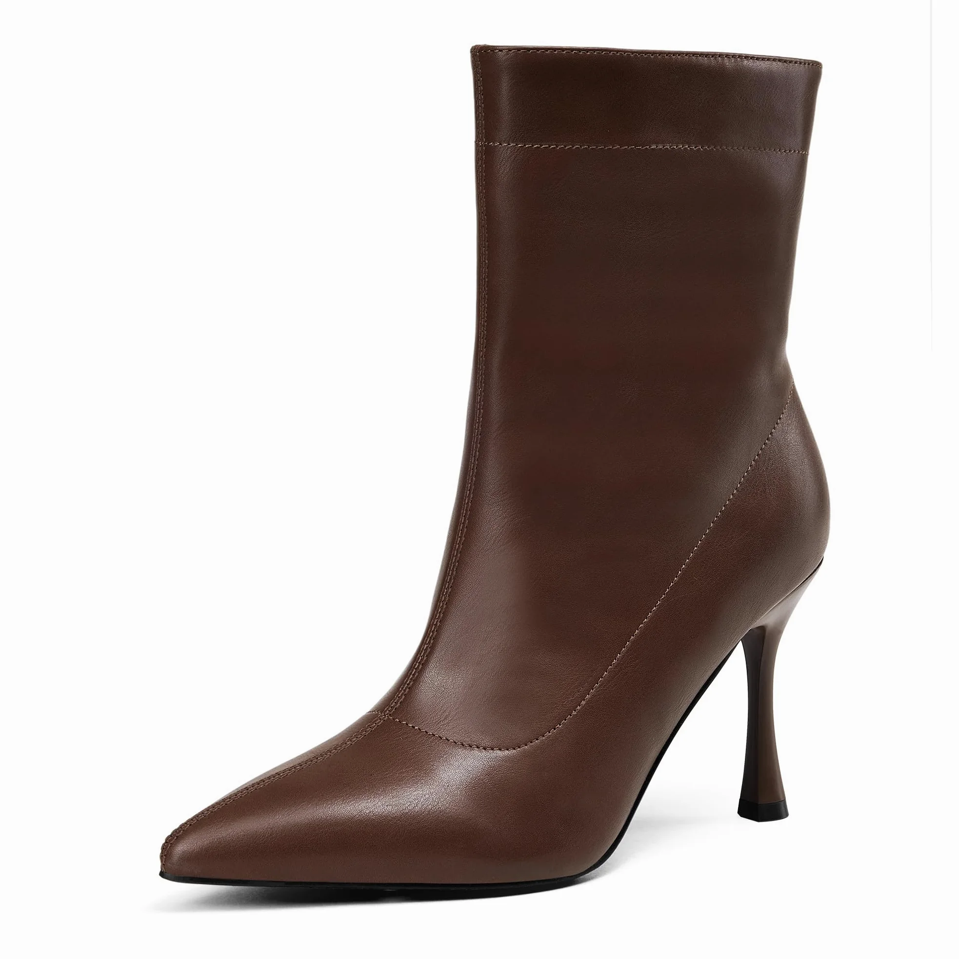 Damskie botki 9 cm szpiczasty nosek - średni obcas szpilki buty robocze dla kobiet modne krótkie buty czarne 8