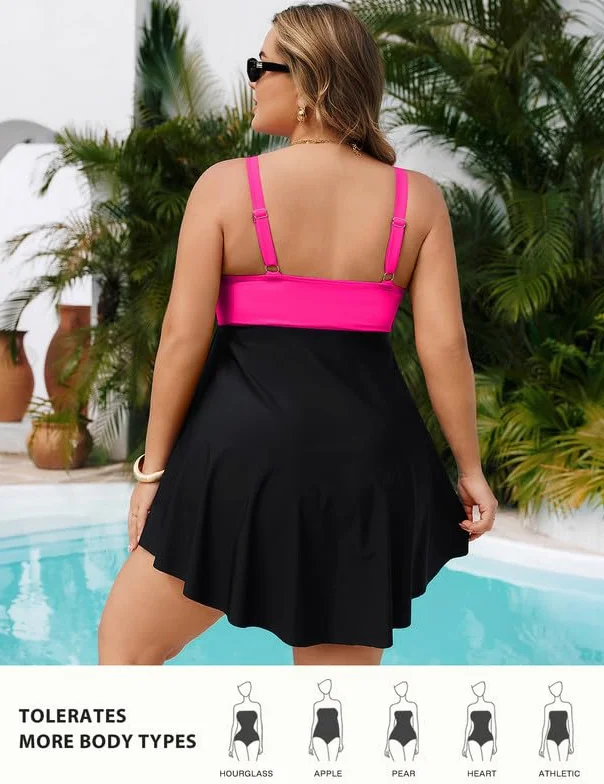 Hanna Nikole Strój kąpielowy dla kobiet plus size brzuch push-up jednoczęściowy strój kąpielowy krzyżowa sukienka plażowa strój kąpielowy z szortami kąpielowymi miękki strój kąpielowy