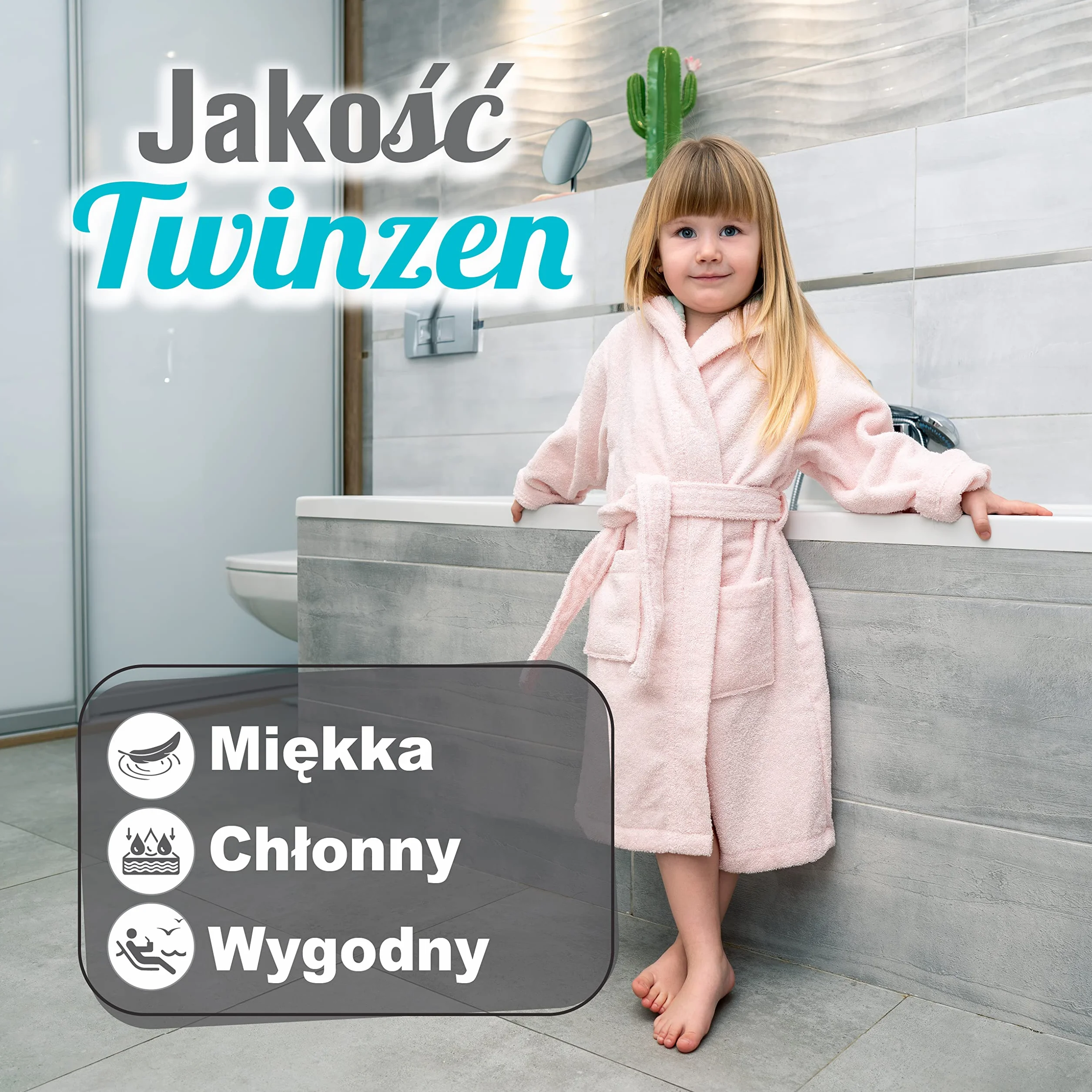 Twinzen Dziecięcy szlafrok kąpielowy z jednorożcem, dla chłopców i dziewczynek, 100% bawełna Öko-Tex®