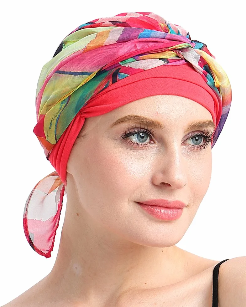 FocusCare chemo turban nakrycie głowy dla kobiet po chemioterapii, Geometryczne drapowanie
