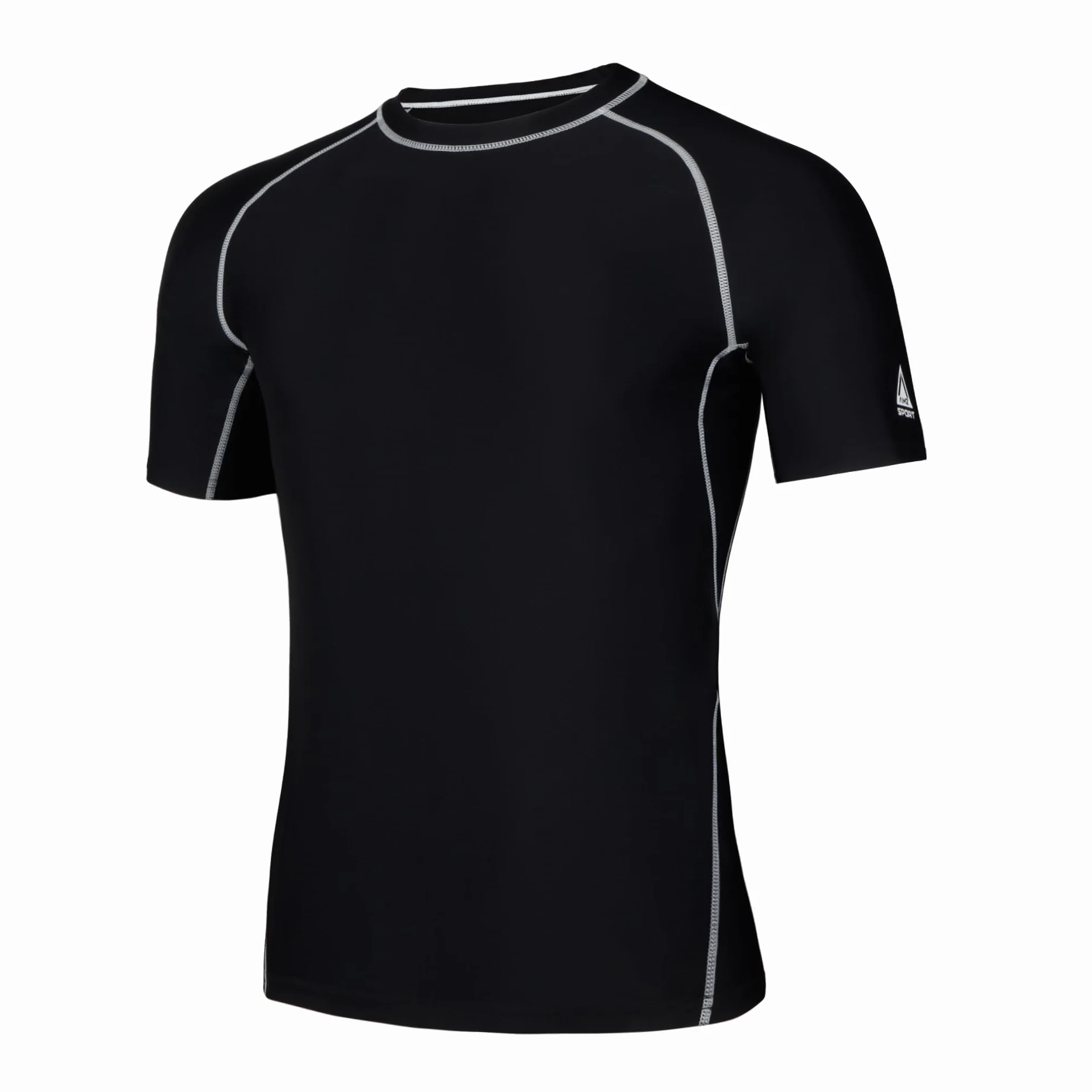 AMZSPORT Męska koszulka Rash Guard, ochrona UV UPF 50+, koszulka z krótkim rękawem, szybkoschnąca kamizelka chroniąca przed słońcem do pływania, surfowania, wędkowania, biegania