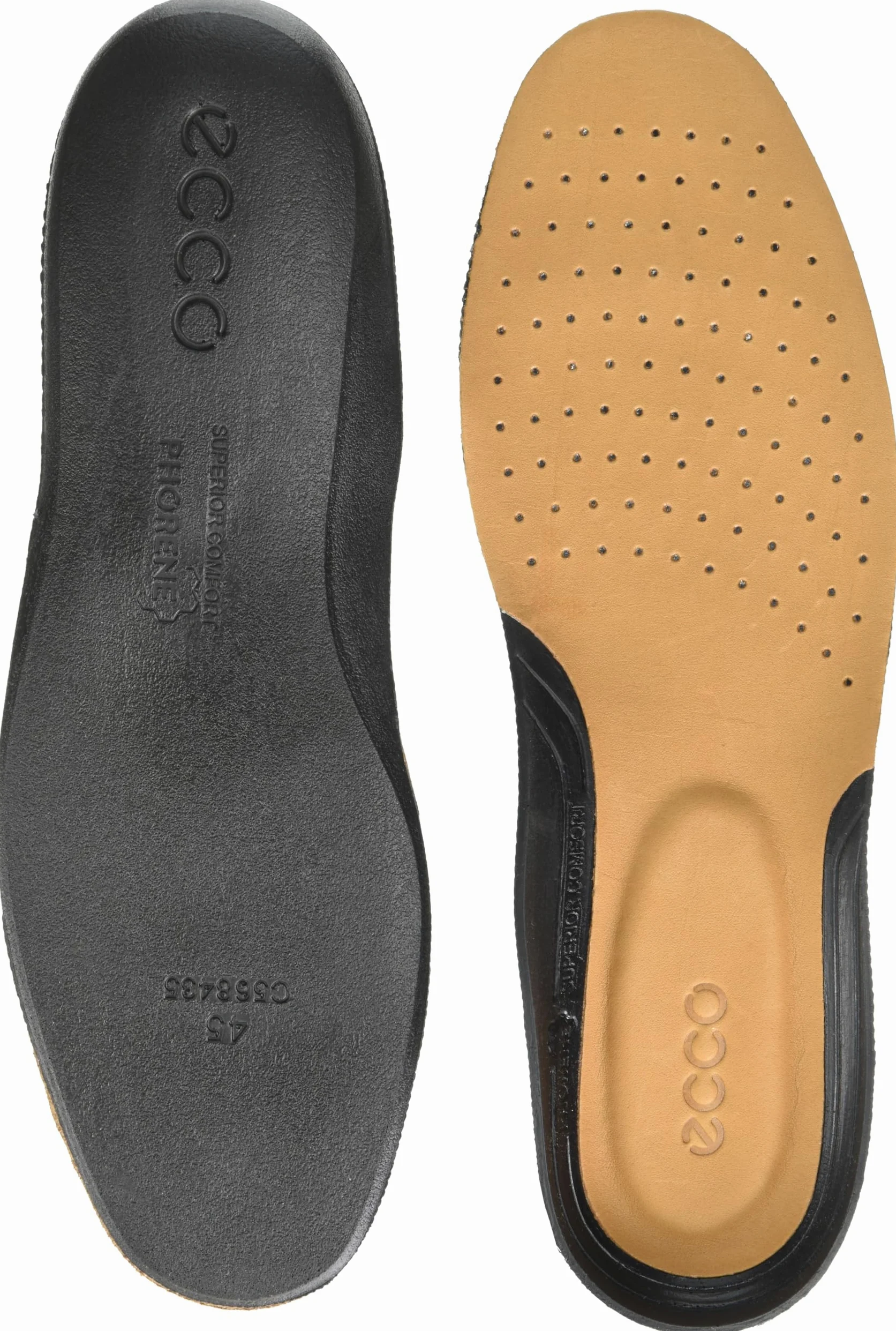 ECCO Męska skórzana wkładka Comfort Supreme, lew perforowana, 7-7,5, Lew perforowany, 7-7.5