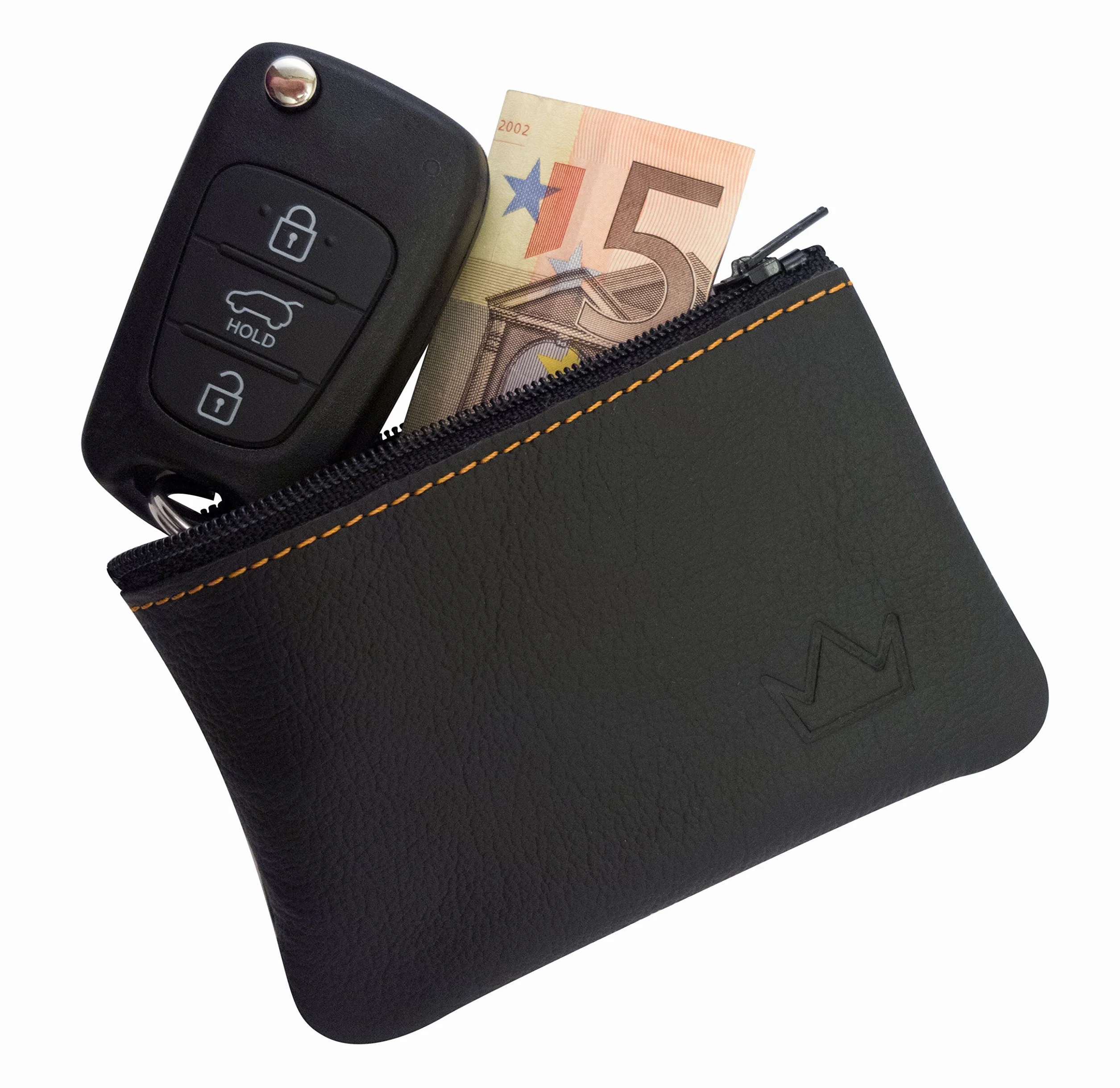Lederprinz® | Etui na klucze z prawdziwej skóry 3 lata rozszerzonej | Skóra Nappa | Wykonanie ręczne, czarny, 105x70x10mm