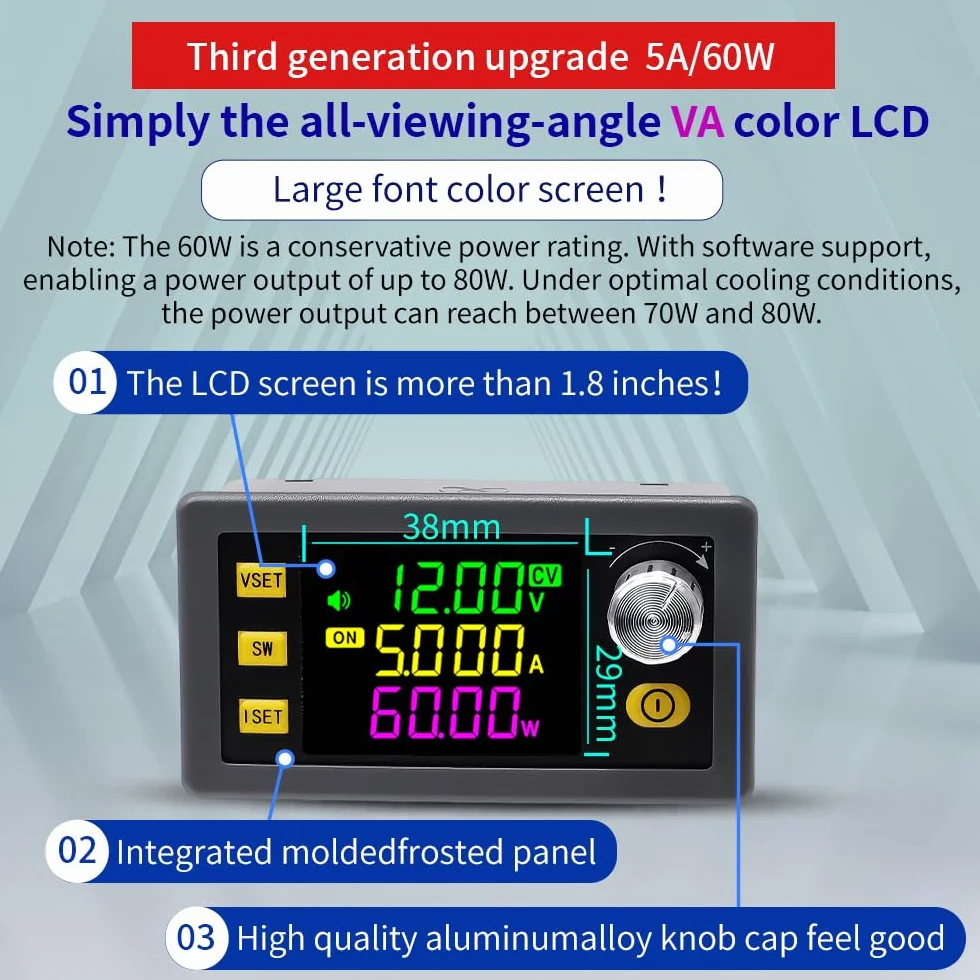 DC regulowany przetwornik Buck-Boost regulator napięcia DC6-36V 60W sterowanie numeryczne napięcie podnoszenia,stałe napięcie stały prąd moduł ładowania solarnego wyświetlacz LCD