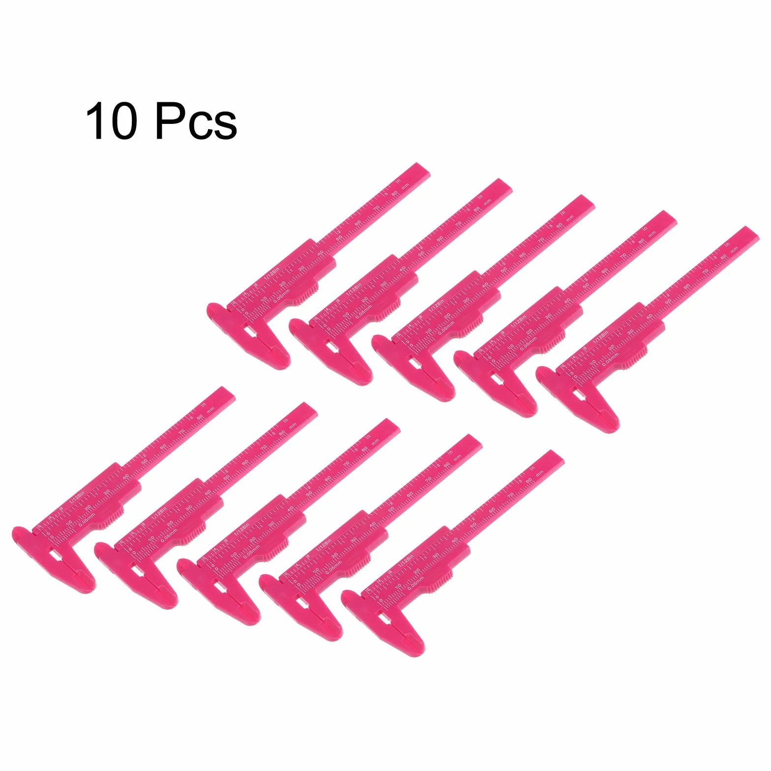 QUARKZMAN 10 szt. mini plastikowa suwmiarka 80 mm 3" suwmiarka suwmiarka przenośna linijka narzędzie pomiarowe (metryczne/cale) gorący róż
