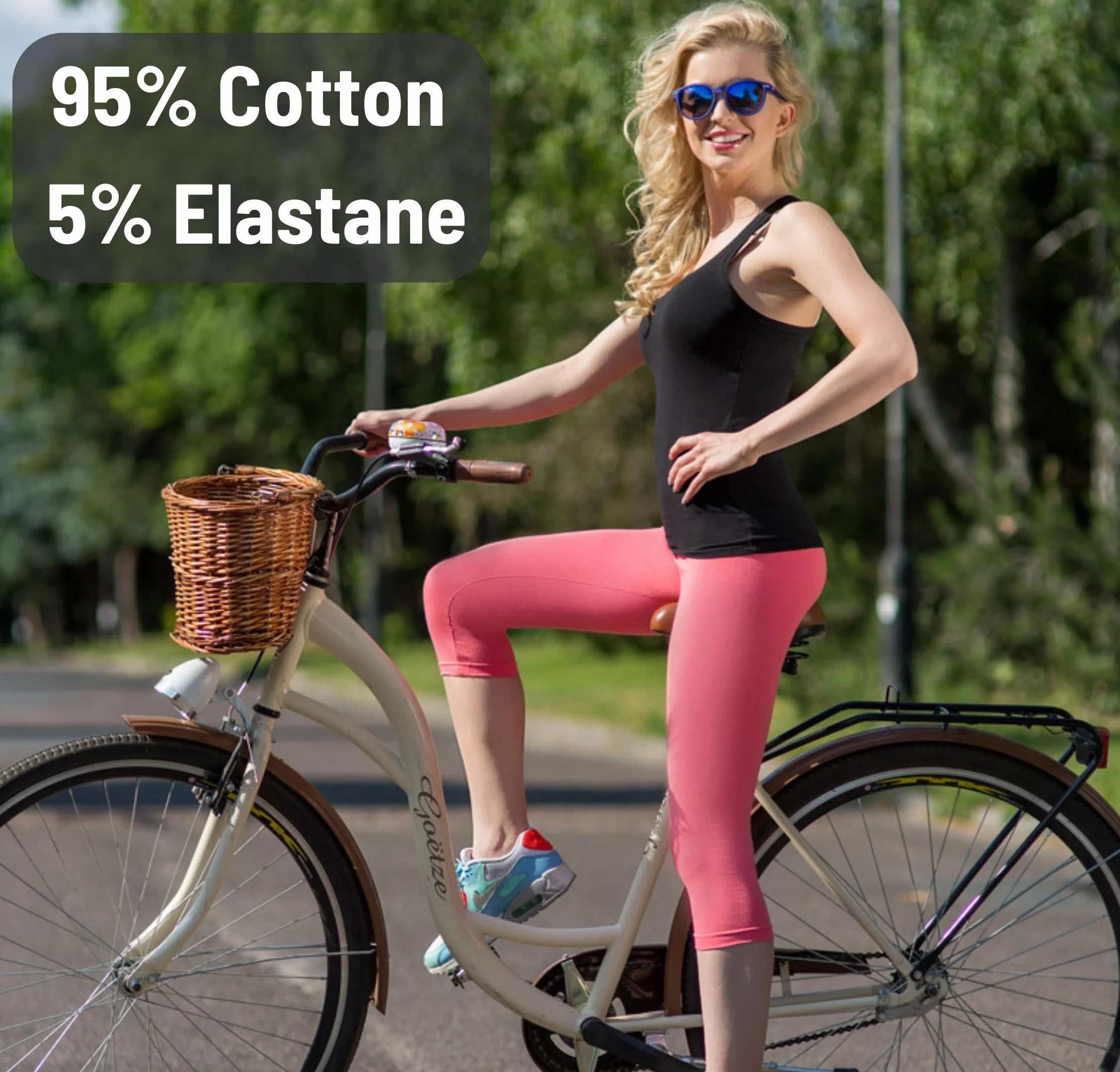 SOFTSAIL Damskie legginsy 3/4 długości bawełniane spodnie capri legginsy aktywne spodnie maślane miękkie na co dzień sport trening siłownia bieganie joga 8-24 UK