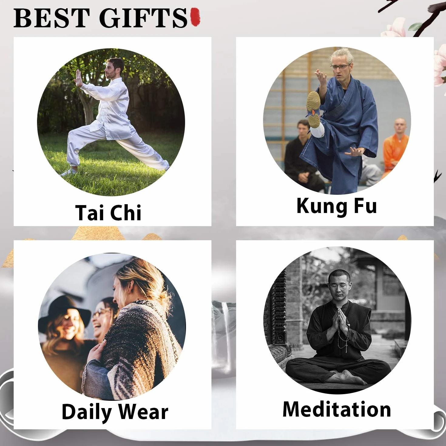 BBLAC 2KEY Chińskie tradycyjne mundury do Tai Chi Wing Chun z mlecznego jedwabiu,3XL