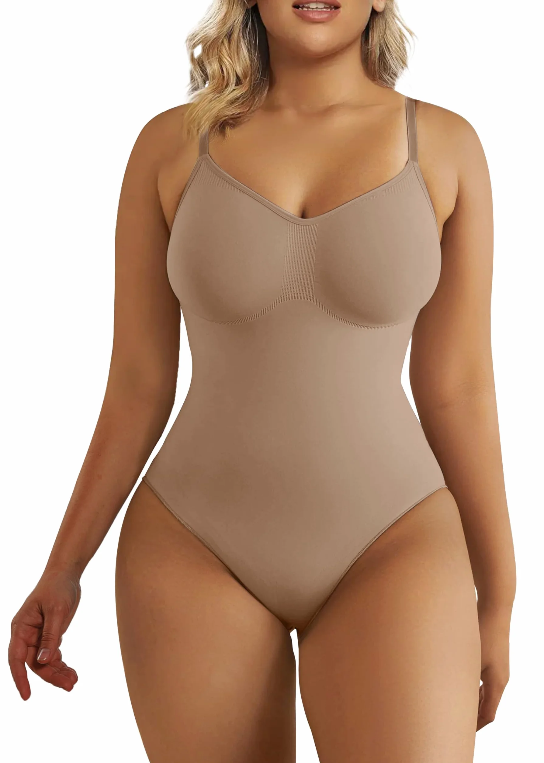 SHAPERX Damskie Body Modelujące Brzuch Bezszwowe Stringi Regulowane Paski Bielizna