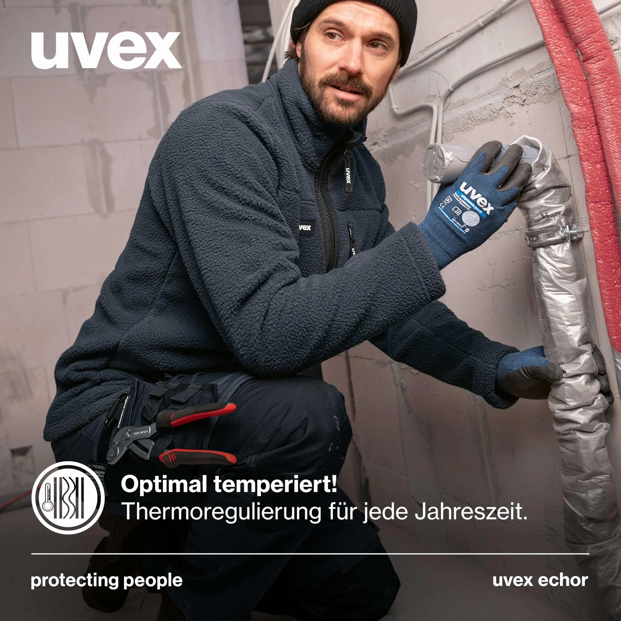 Uvex Echor kurtka polarowa, męska kurtka robocza, kurtka outdoorowa z polarem Sherpa