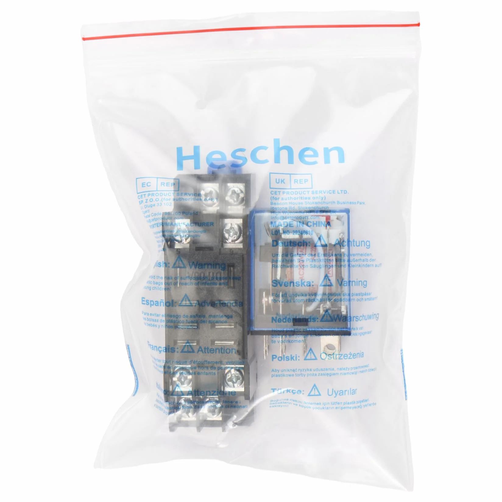 Heschen Przekaźnik uniwersalny LY2NJ, cewka 220 VAC, 10 A 24 VDC/220 VAC, DPDT, wyświetlacz LED, z podstawą cokołu