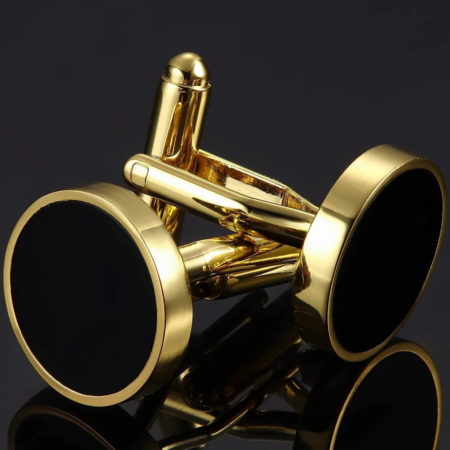 Diamday Spinki do mankietów dla mężczyzn stal nierdzewna czarne okrągłe retro smoking spinki do mankietów klasyczny ton męskie spinki do mankietów zestaw koszula garnitur guziki spinki do mankietów