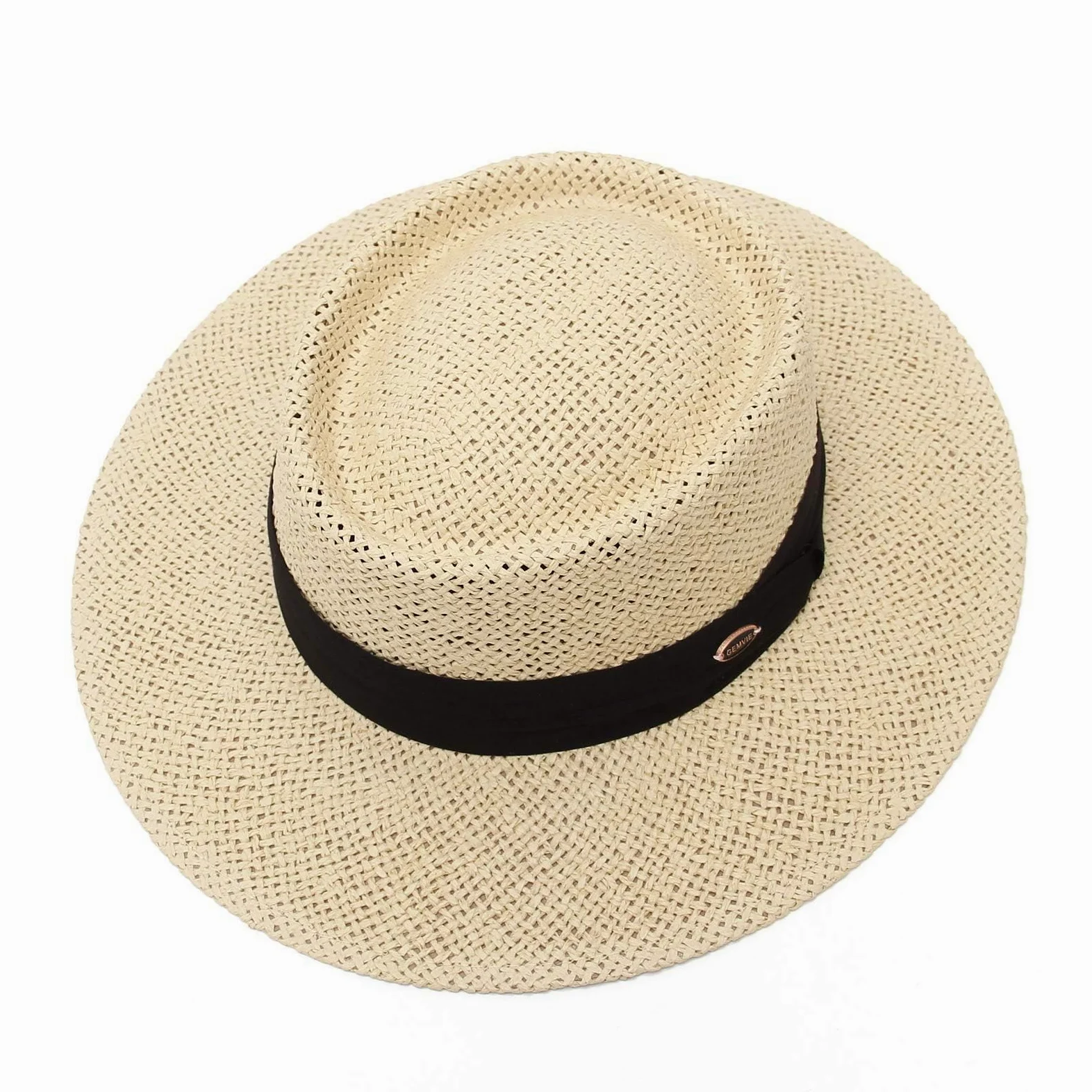 GEMVIE Słomkowy Kapelusz Panama na Plażę Męski Kapelusz Fedora z szerokim rondem Damski Kapelusz Wiosna/Lato Regulowany Regulowany Kapelusz Męski