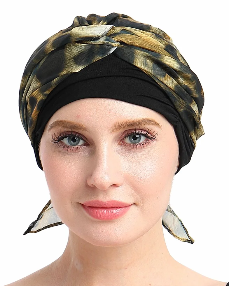 FocusCare chemo turban nakrycie głowy dla kobiet po chemioterapii chorych na raka, Leopard, jeden rozmiar