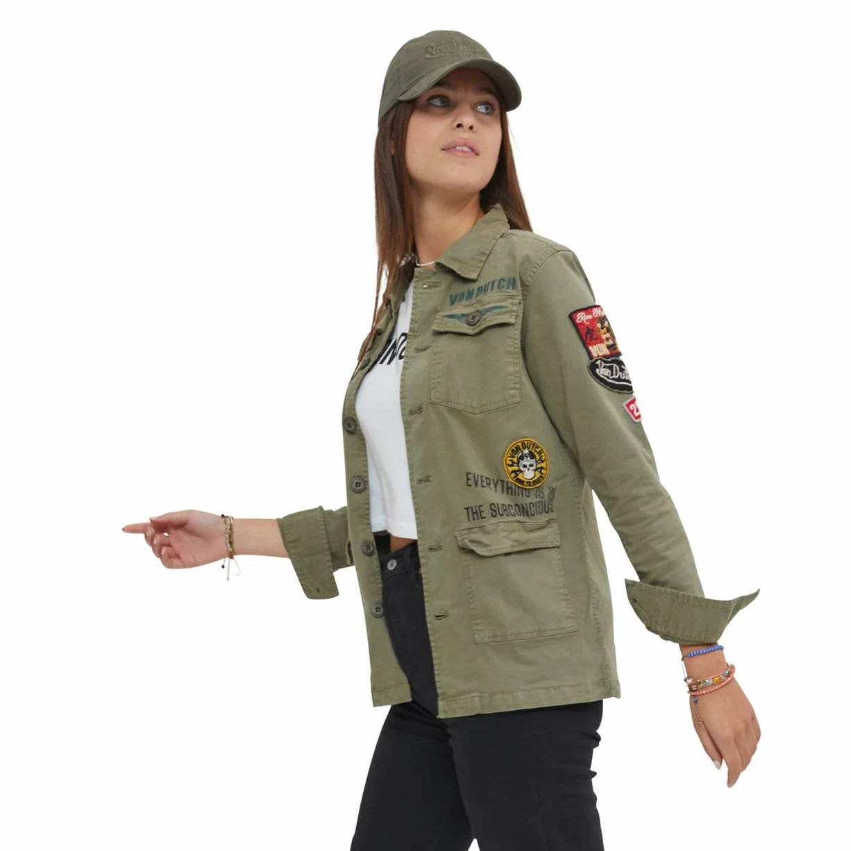 Von Dutch Damska bawełniana kurtka Angel Khaki, zielony, L
