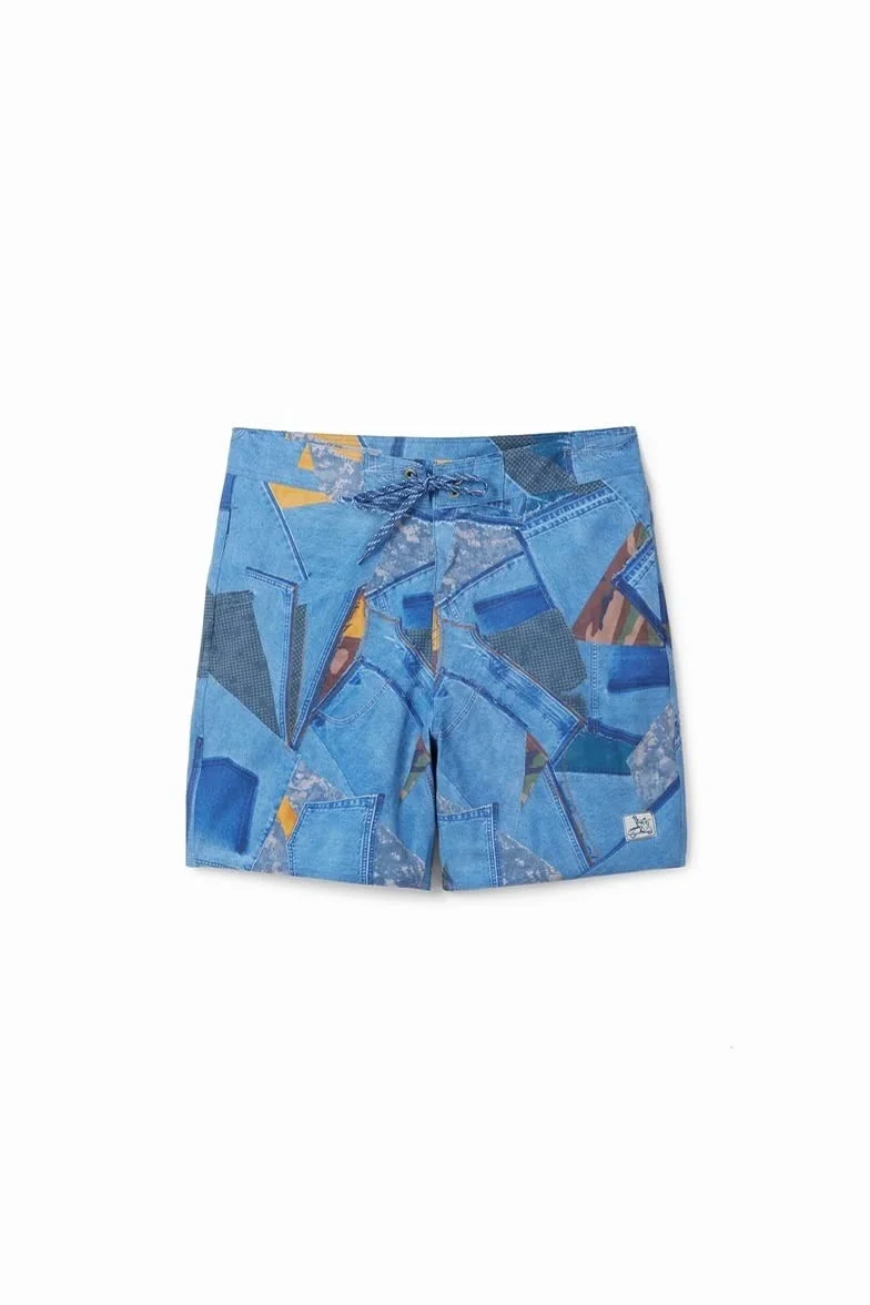 Desigual Bañador_alex 5005 Denim Raw - Szorty męskie WOVEN BOARD Mężczyźni
